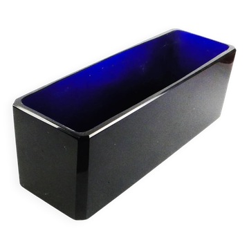 Art Deco fruit bowl, cobalt crystal, designed by J. Hoffmann, Czech, 1930s