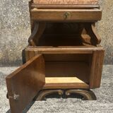 Pair of bedside tables, 1930s, 1940s, solid wood and marble
