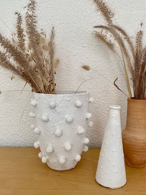 Vase vintage relooké blanc
