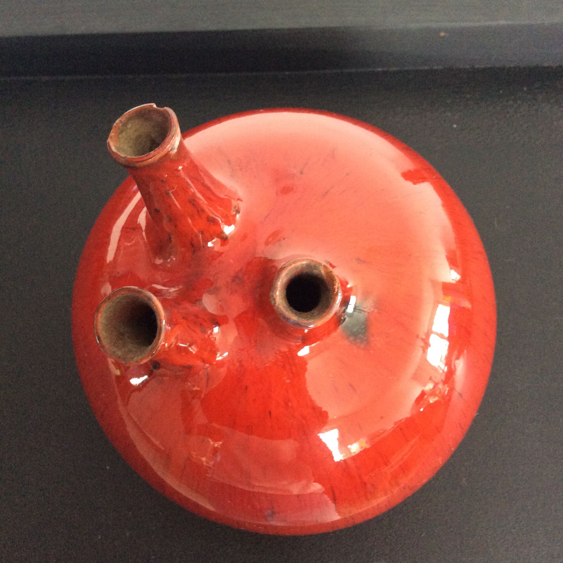 Vintage ball vase in enamelled ceramic