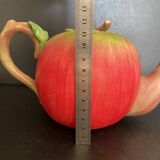 Vintage Apple Teapot in Barbotine – Retro / Cottagecore Decor