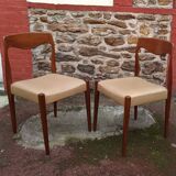 Pair of Danish chairs from the 1970s, Moller type.