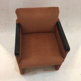 Pair of reupholstered ribbed velvet armchairs