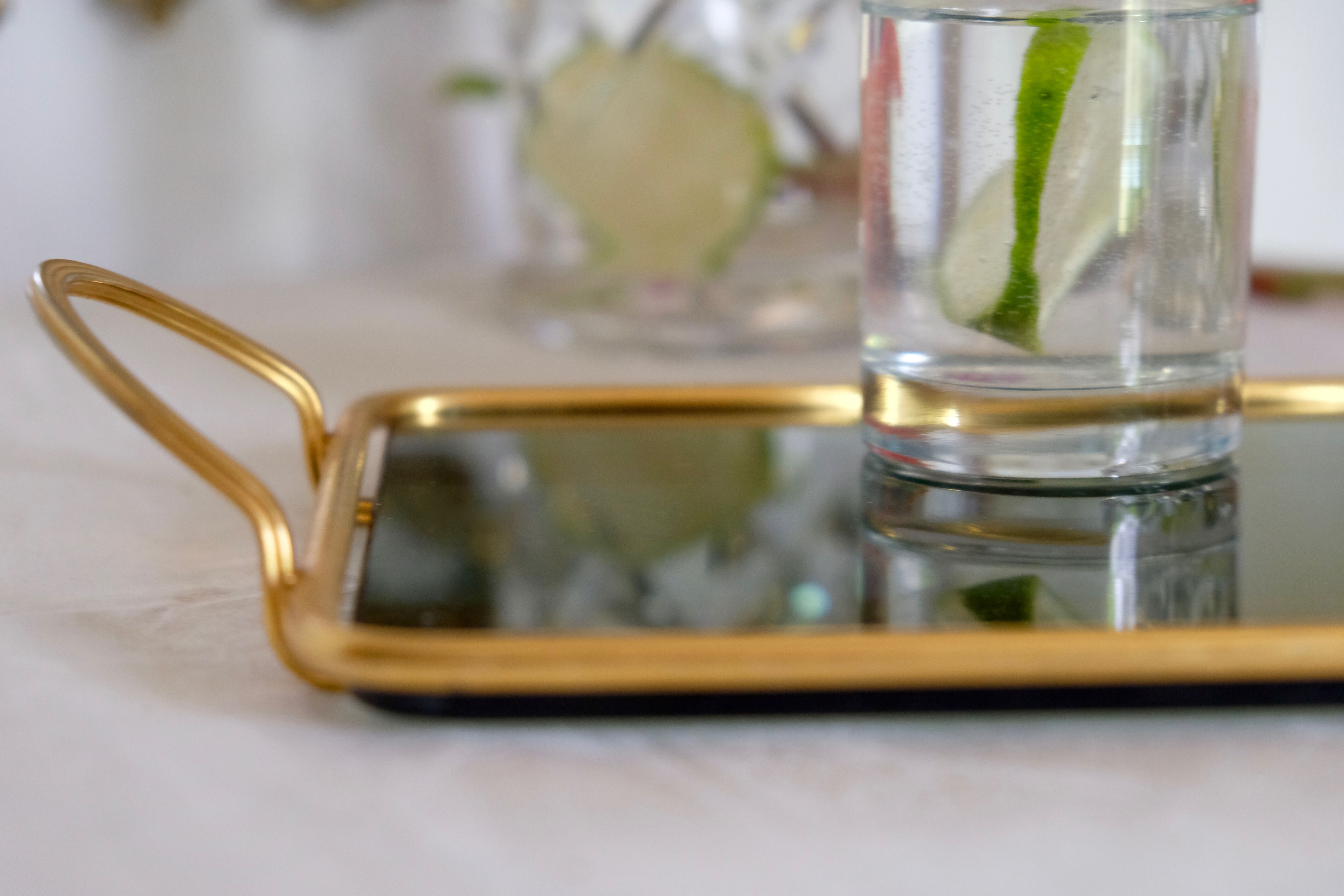 Serving tray in brass and Italian green smoked glass 50s