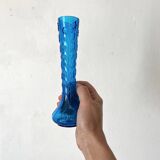 Vase soliflore ancien en verre bleu cobalt