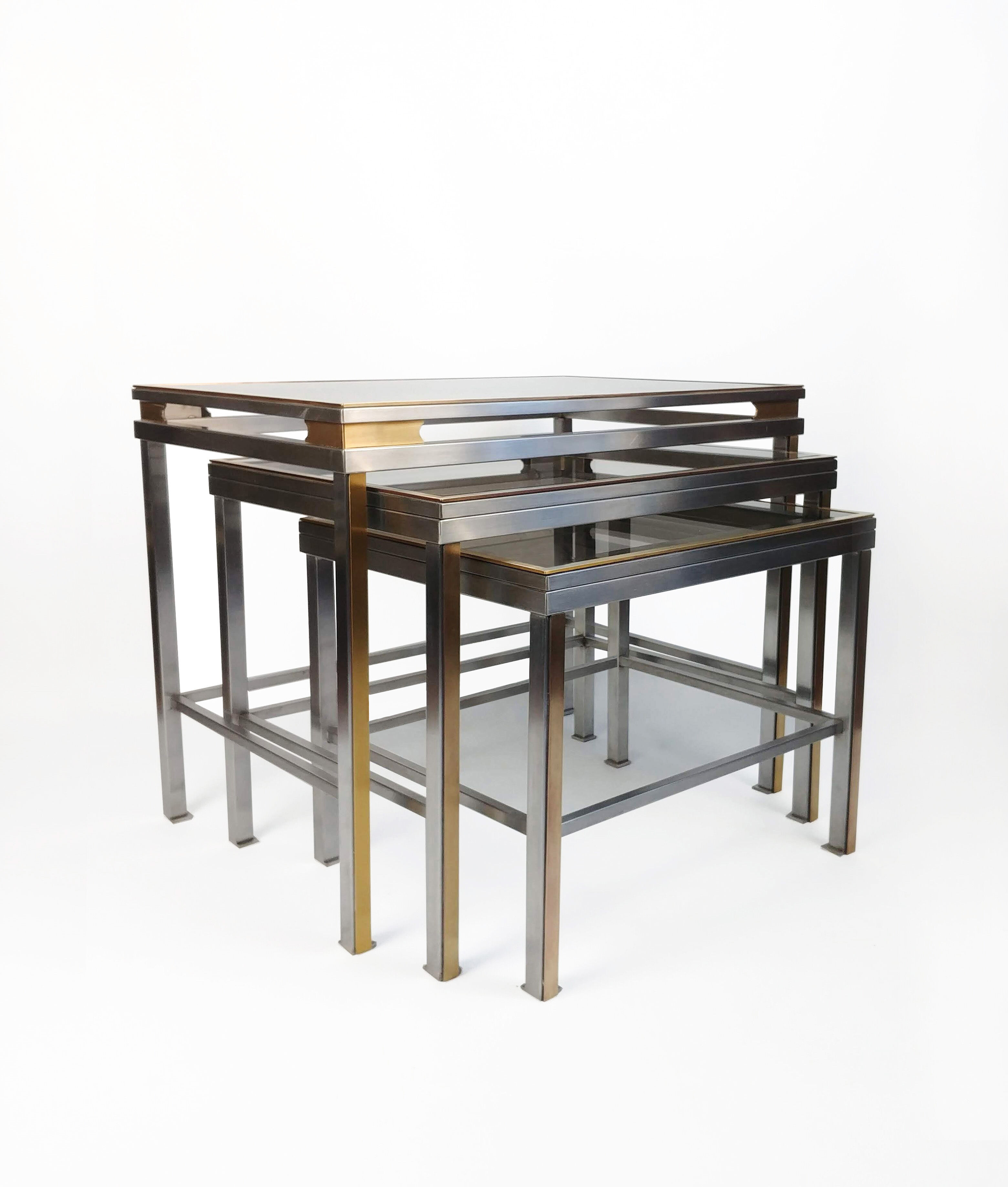 Guy Lefèvre for Maison Jansen, suite of 3 nesting tables, 1970s