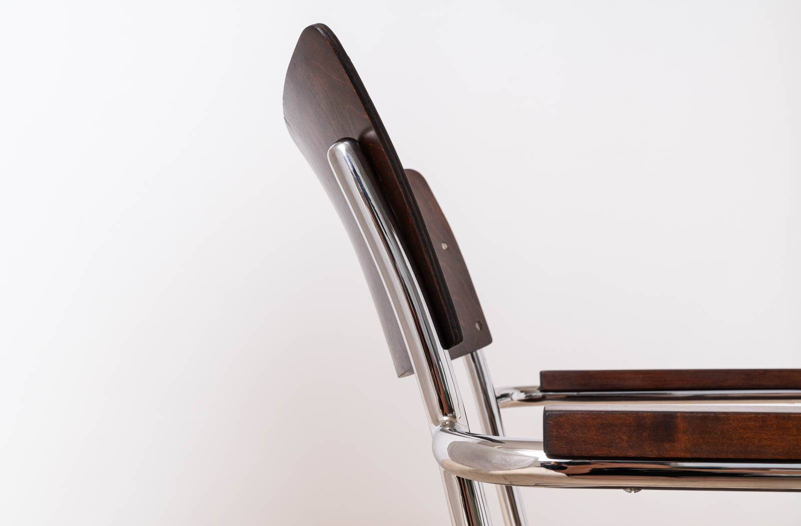 Set of 4 Bauhaus Dining Chairs, designed by Mart Stam, Tubular Steel Base