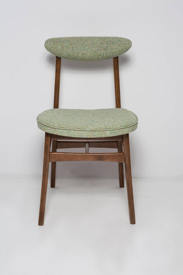 Chaise en laine verte pomme milieu du siècle, bois de hêtre, Rajmund Halas, Pologne, 1960