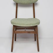 Mid-century apple green wool chair, beech wood, Rajmund Halas, Poland, 1960.