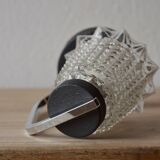 Small vintage bedside lamp in molded glass, chrome metal and steel - 1950s