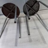 Pair of Industrial Stools in Raw Metal