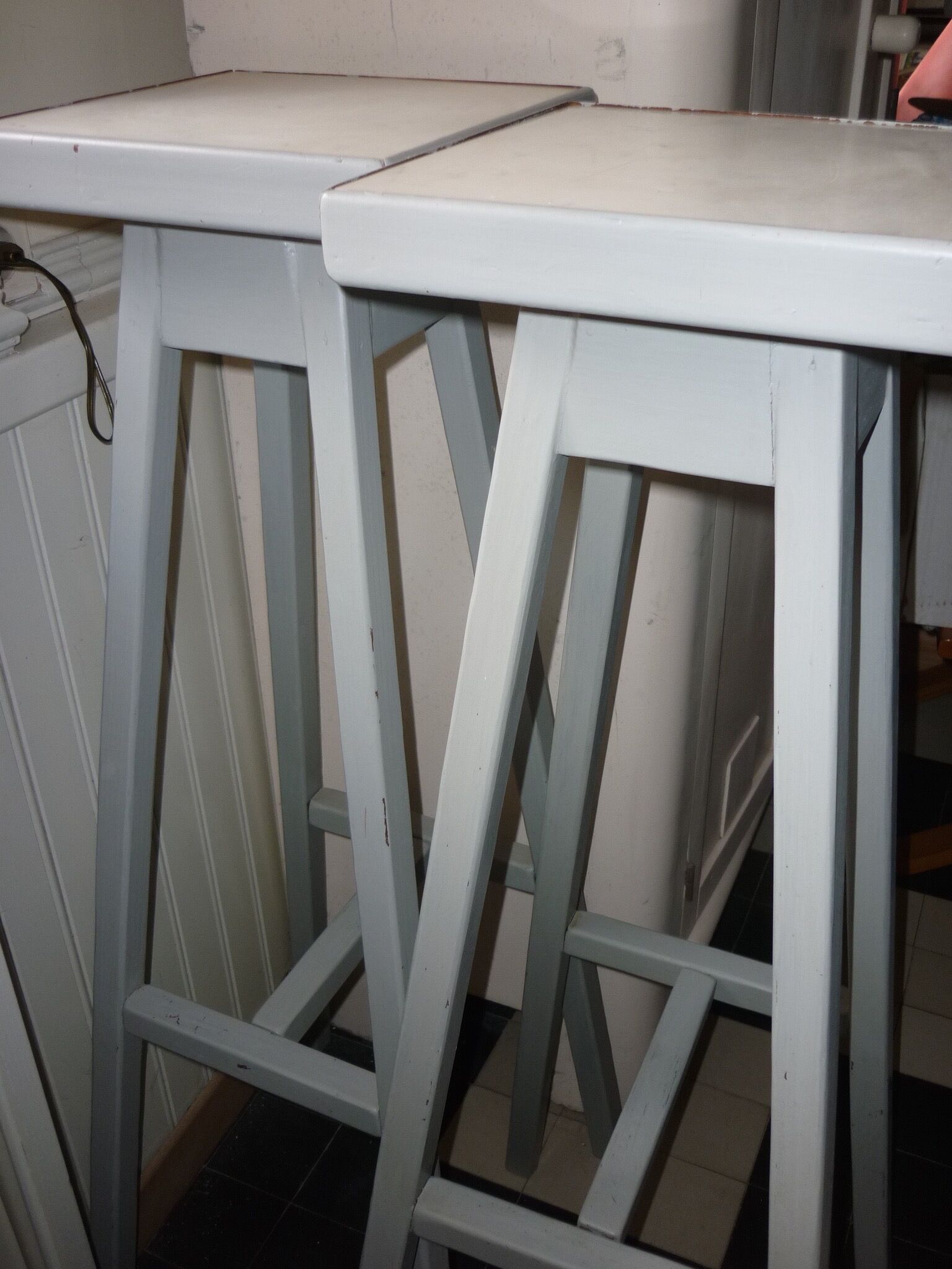 Pair of grey wooden side tables