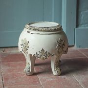 Solid wood plant stand with Louis XV style palm leaf motifs.