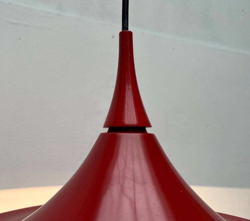 Red tulip pendant lamp from the mid-century space age by Rolf Krüger for Staff, 1960s.