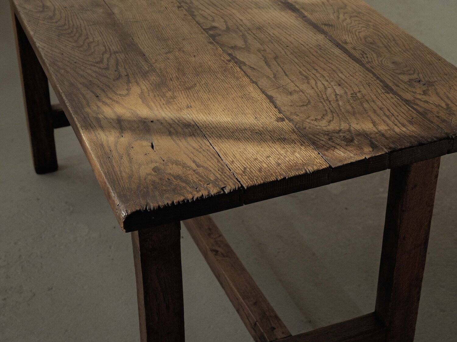 Handcrafted solid oak farmhouse table – France, 1950s