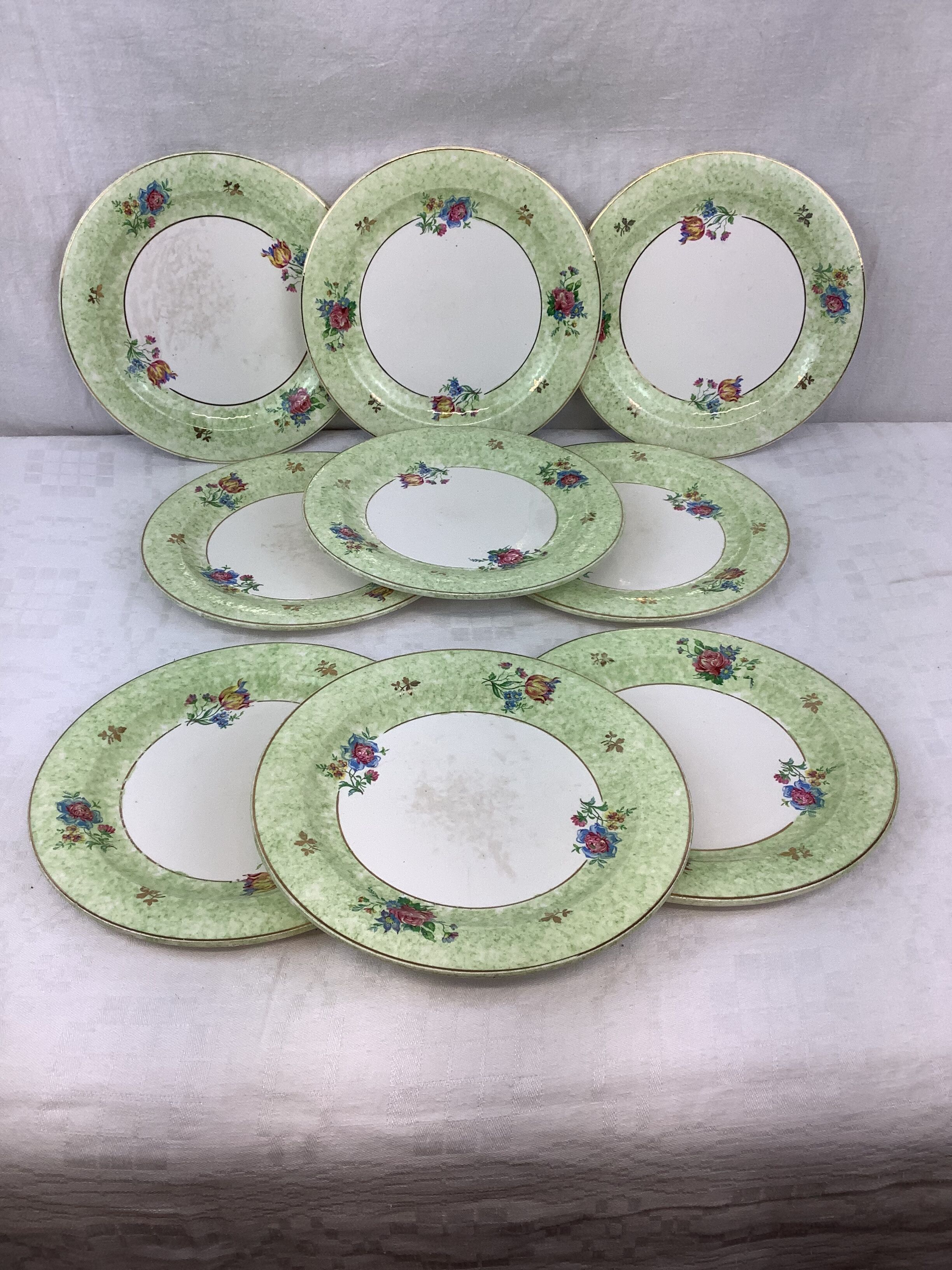 9 Dessert plates spring décor made in france Salins