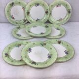 9 Dessert plates spring décor made in france Salins