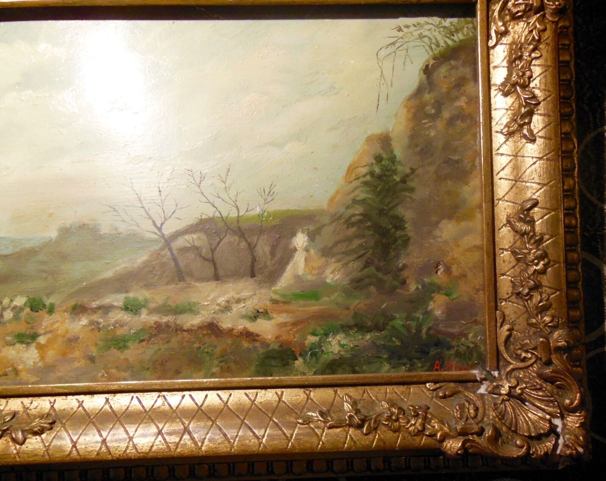 Impressionist painting, XIX-XX°s., landscape, oil on wood signed A.Hervé