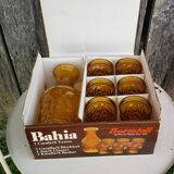 Ancien service a orangeade bahia verre moulé pichet + 6 verres vintage