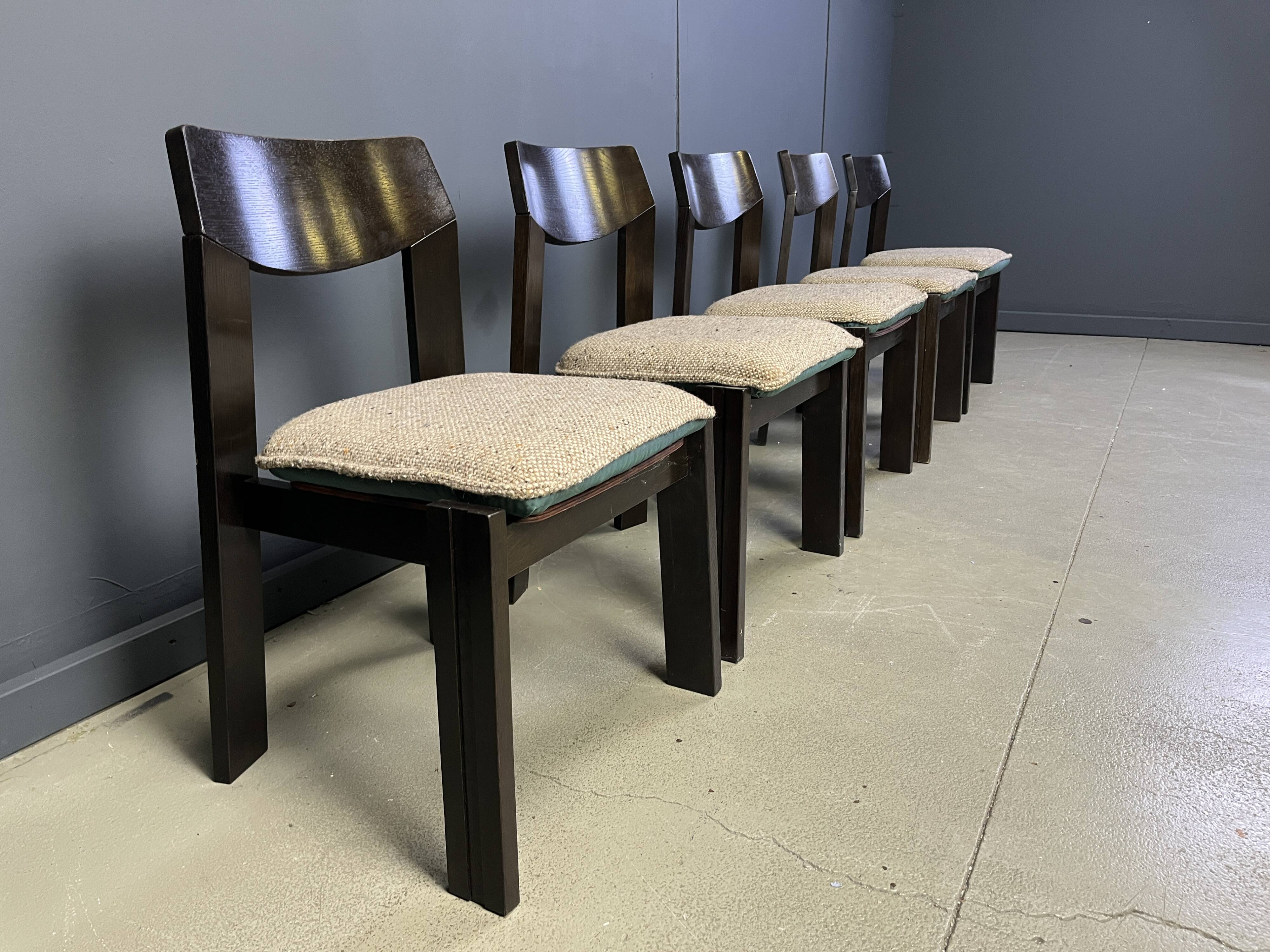 Vintage brutalist dining chairs, set of 5 - 1970s