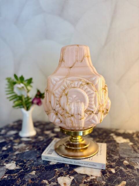 Lampe Art Déco Building en opaline marbrée