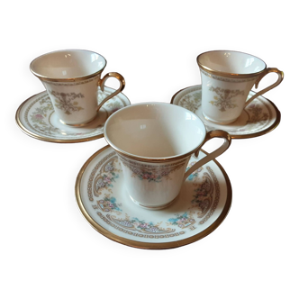 Lot de 3 tasses et soucoupes Lenox Castel  Garden