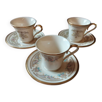 Set of 3 Lenox Castel Garden cups and saucers