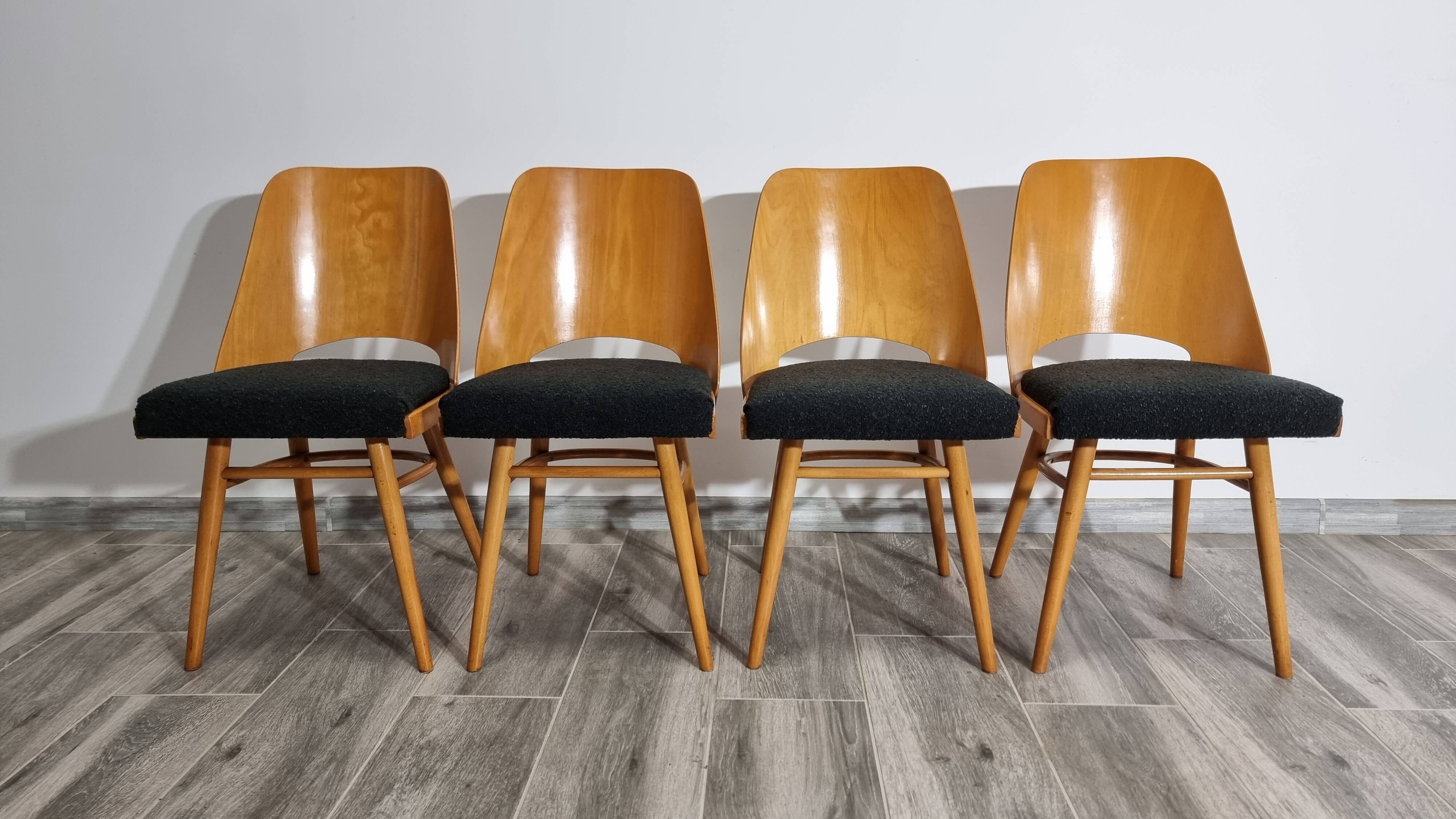 Dining Chairs by Radomir Hoffman for Ton, 1950s, Set of 4