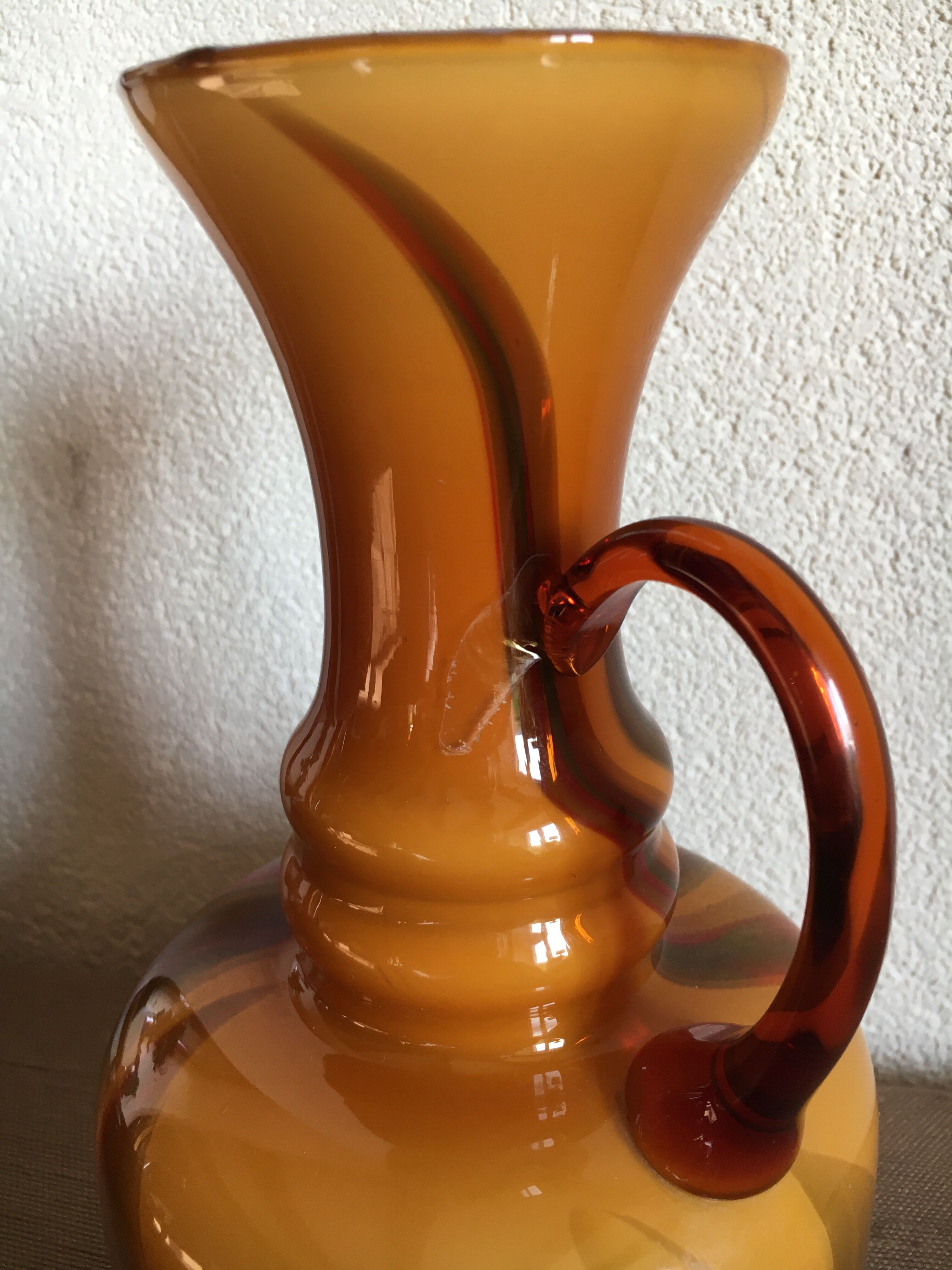 Blown marbled glass carafe