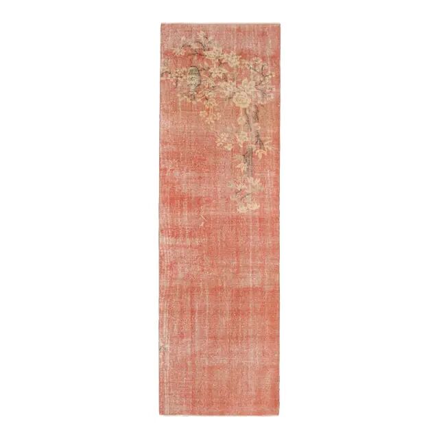 1970s Vintage Turkish Hand-Knotted Wool Cotton Red Runner Rug 82x270