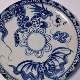 Plat de service bleu blanc chinois ancien