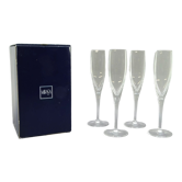 Series of 4 crystal champagne flutes model Mikasa clear panache