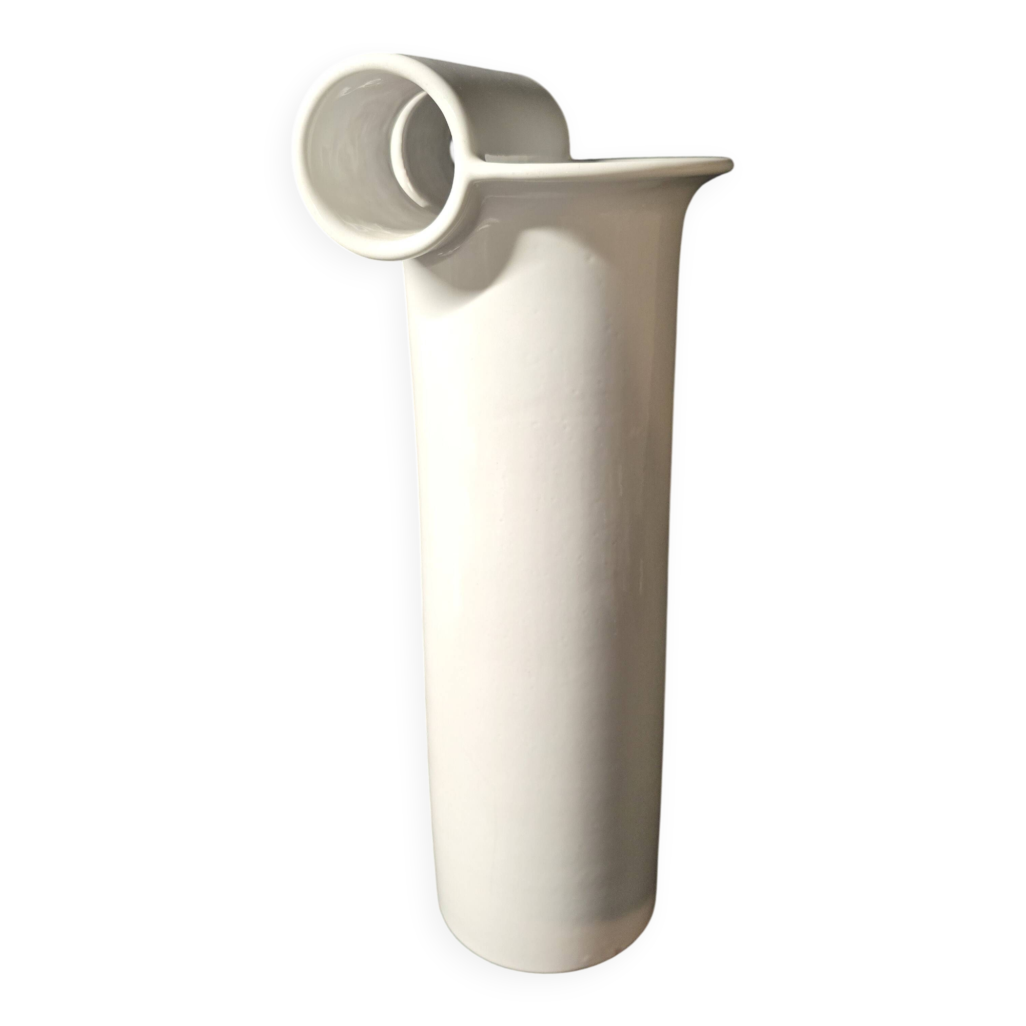 Enzo Bioli (1832) white ceramic vase for Il Picchio, Italy 1950s