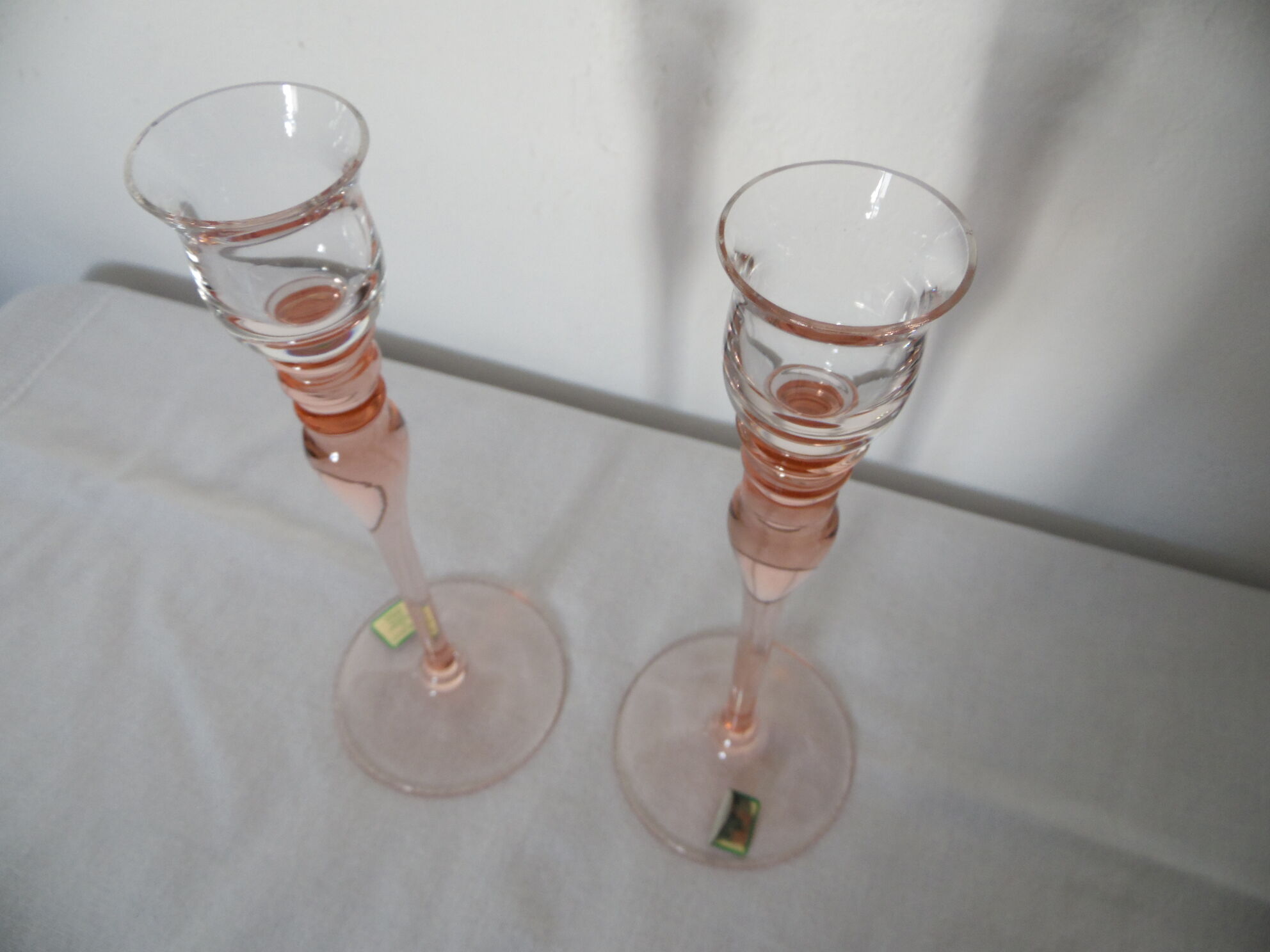Pink crystal candlesticks duo