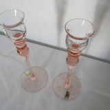 Pink crystal candlesticks duo