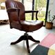 Fauteuil bureau  acajou et cuir Maple made in England