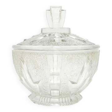 Art Deco sugar bowl, pressed glass, Germany, 1950s
