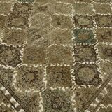 Handmade turkish decorative 1980s 300 cm x 398 cm beige wool carpet