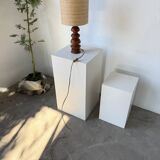 1950s turned oak wood table lamp