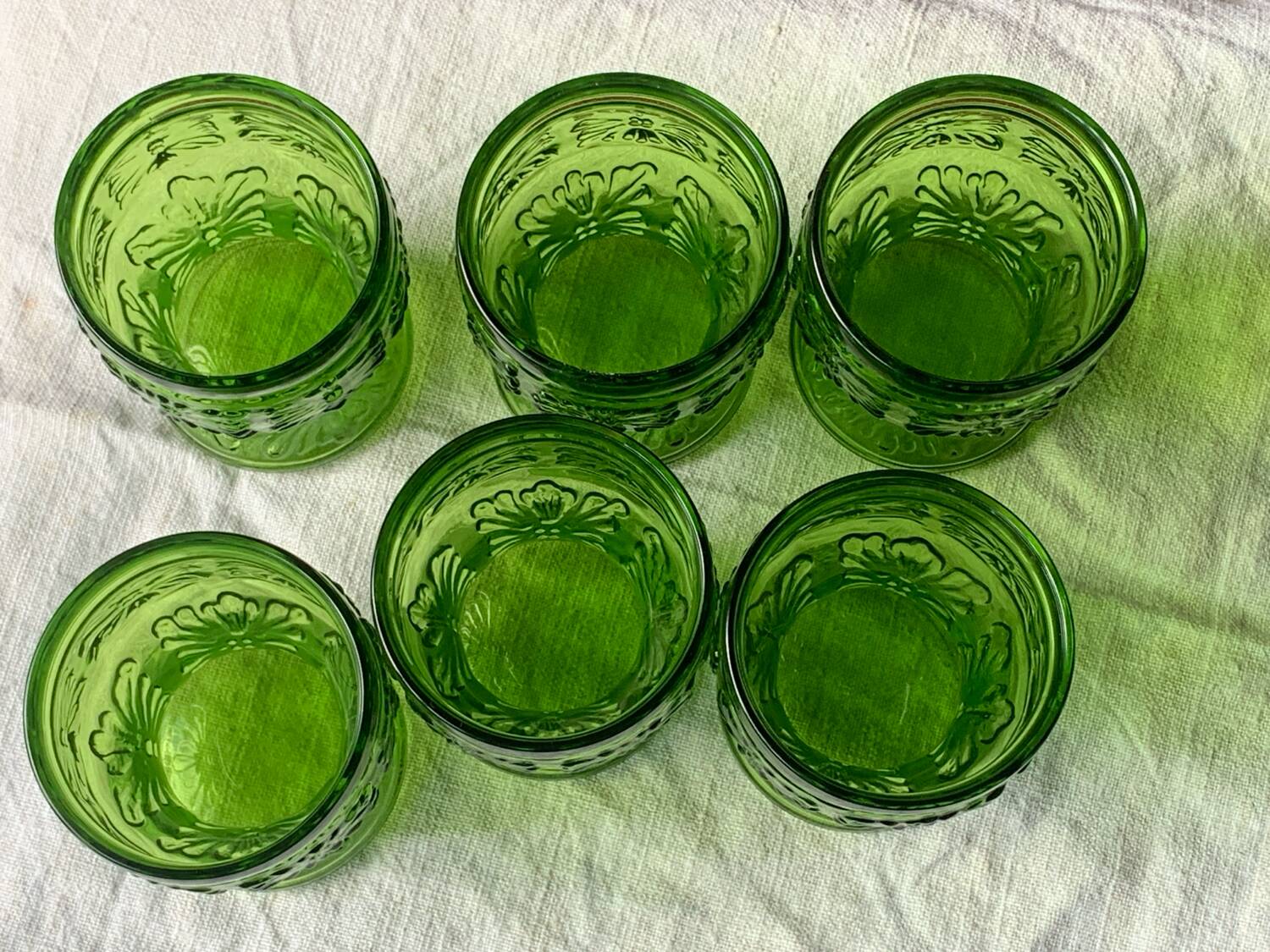 Green orangeade glasses, Italy, 1970s