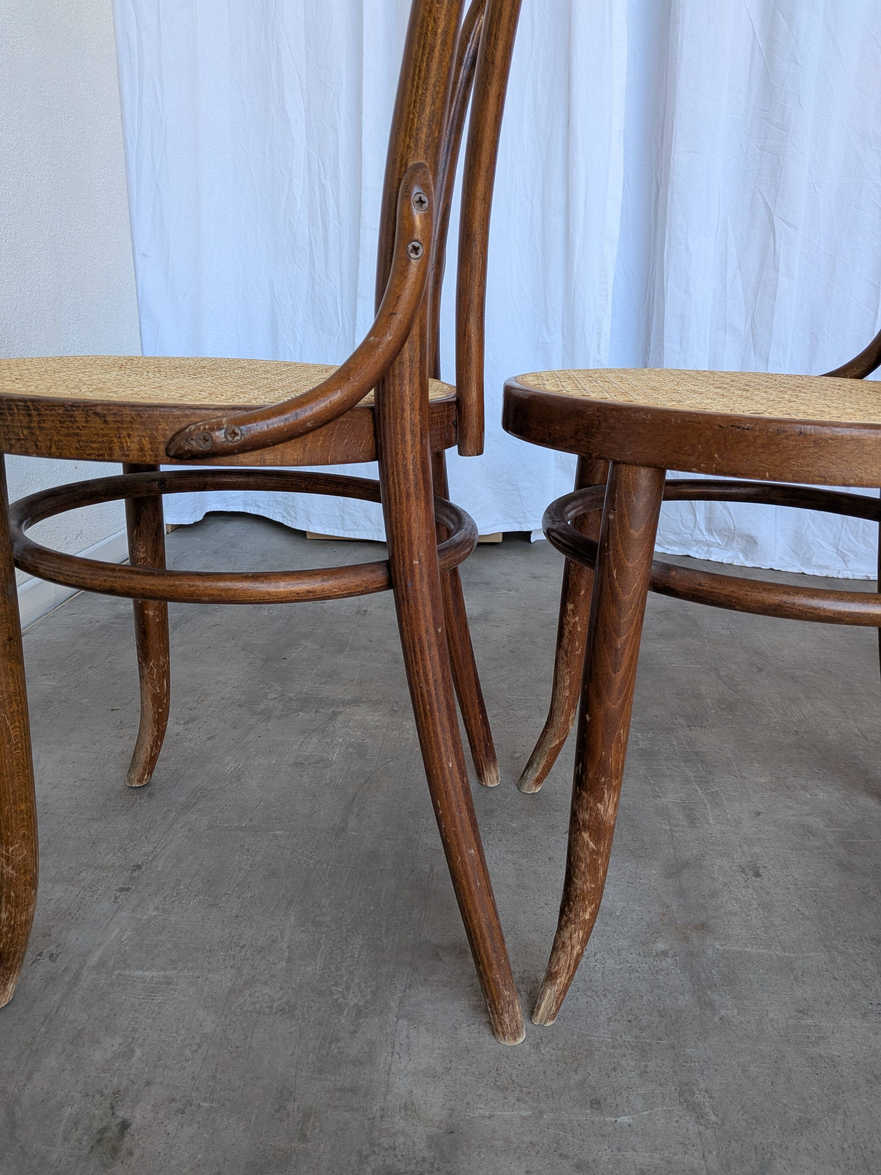 Set of 6 Bentwood Dining Chairs with Cane Seat / Bistro Thonet Style Chairs