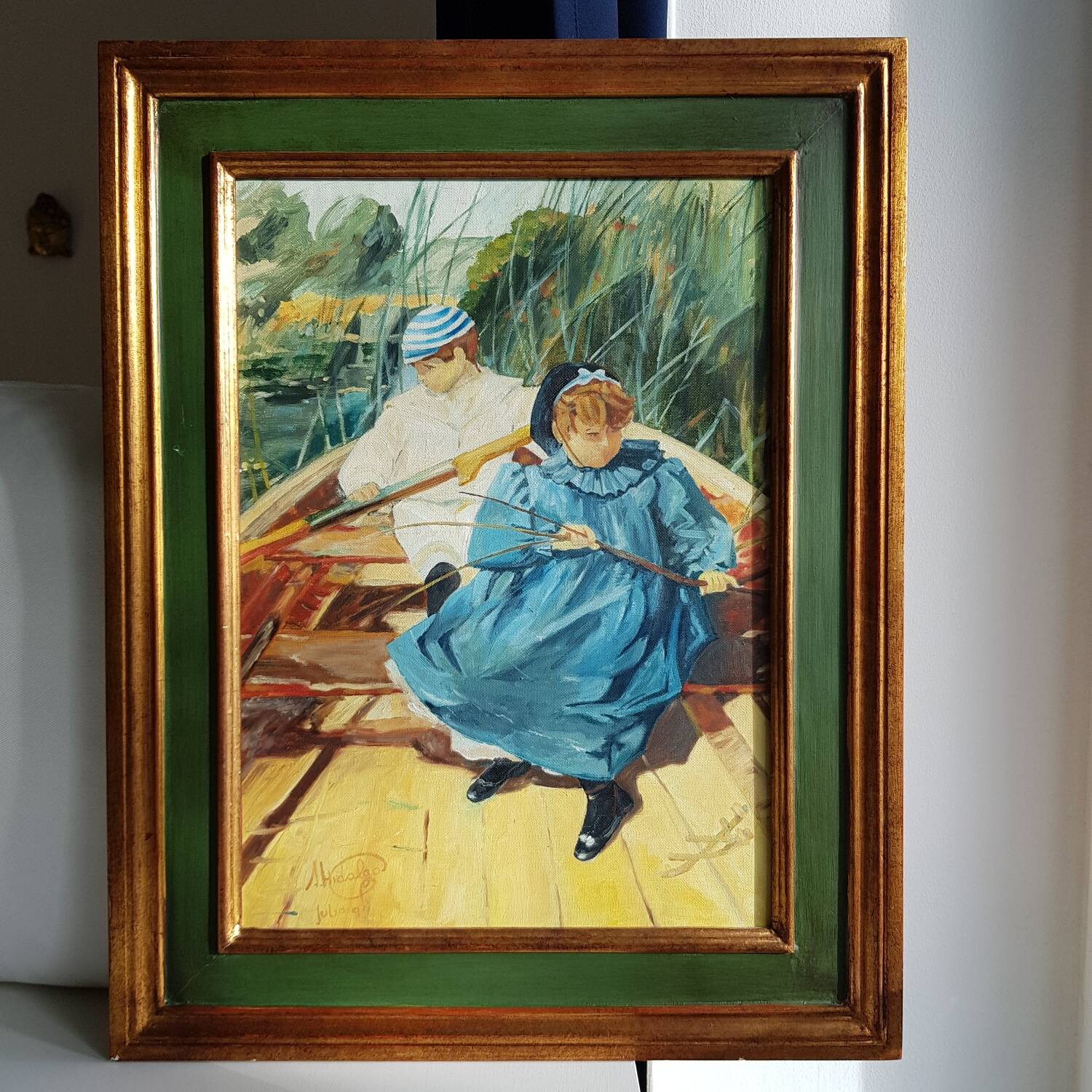 Peinture à l'huile sur toile, signée Hidalgo 1994, 46x58cm avec cadre