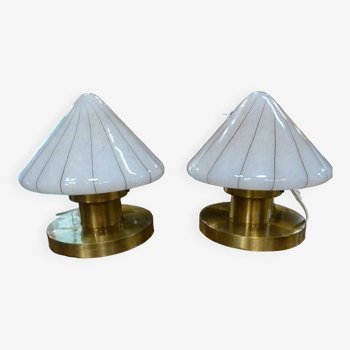 Pair of Italian Murano crystal lamps
