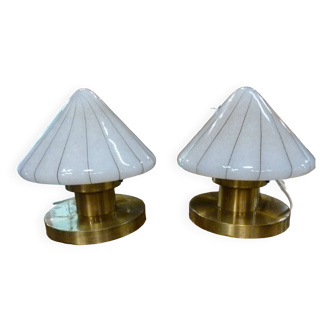 Pair of Italian Murano crystal lamps