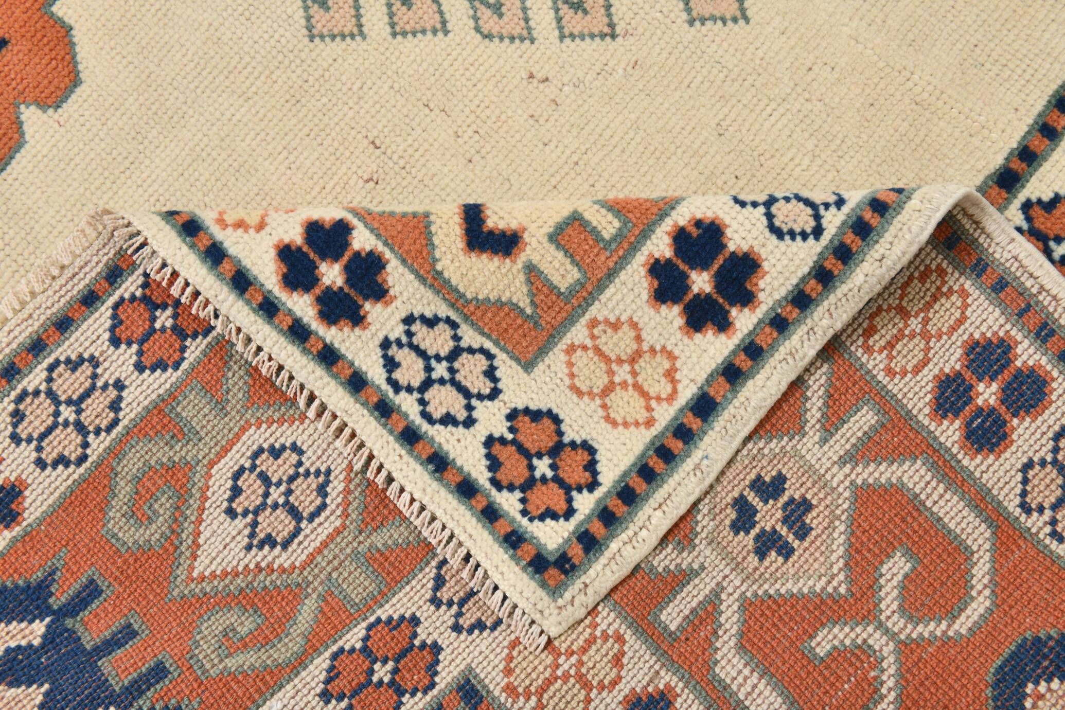 7x10 Blue Cream Oversize Oushak Rug, 203x292Cm