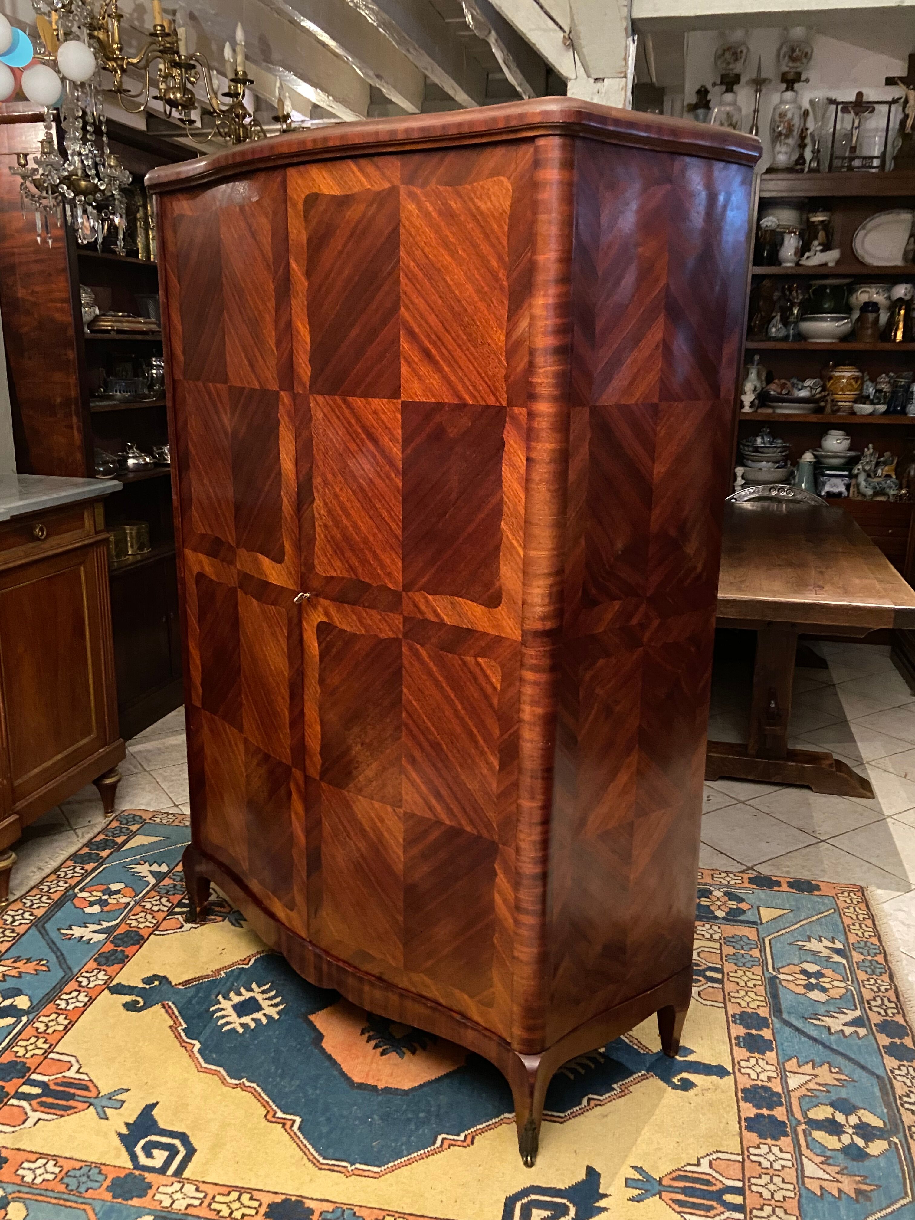 Domed wardrobe with Louis XV style inlaid decoration
