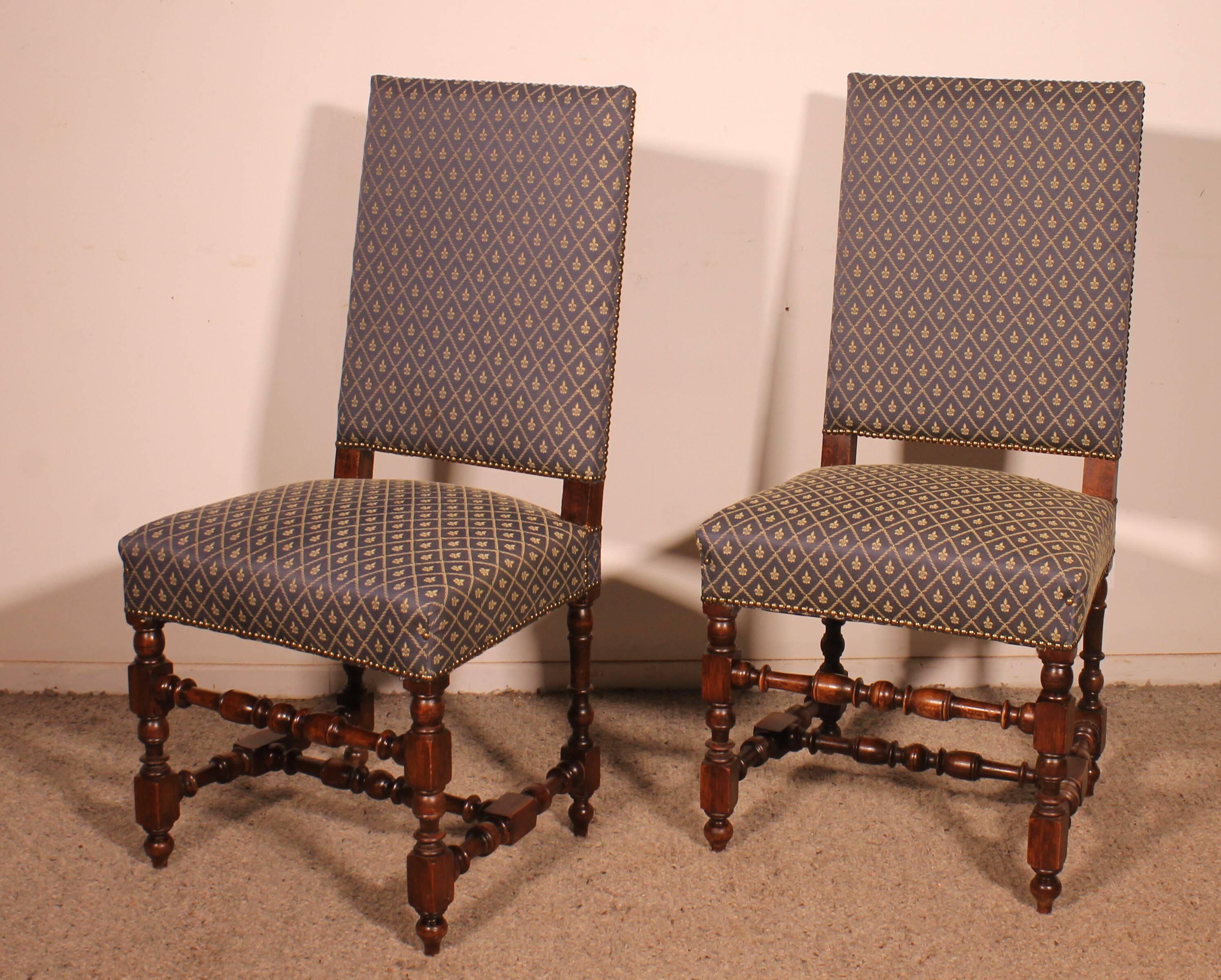 Two Louis XIII Walnut Chairs