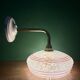 Vintage angled wall lamp with white clichy glass shade and red edging