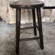 Vintage Turned Dark Wood Milking Stool #A631