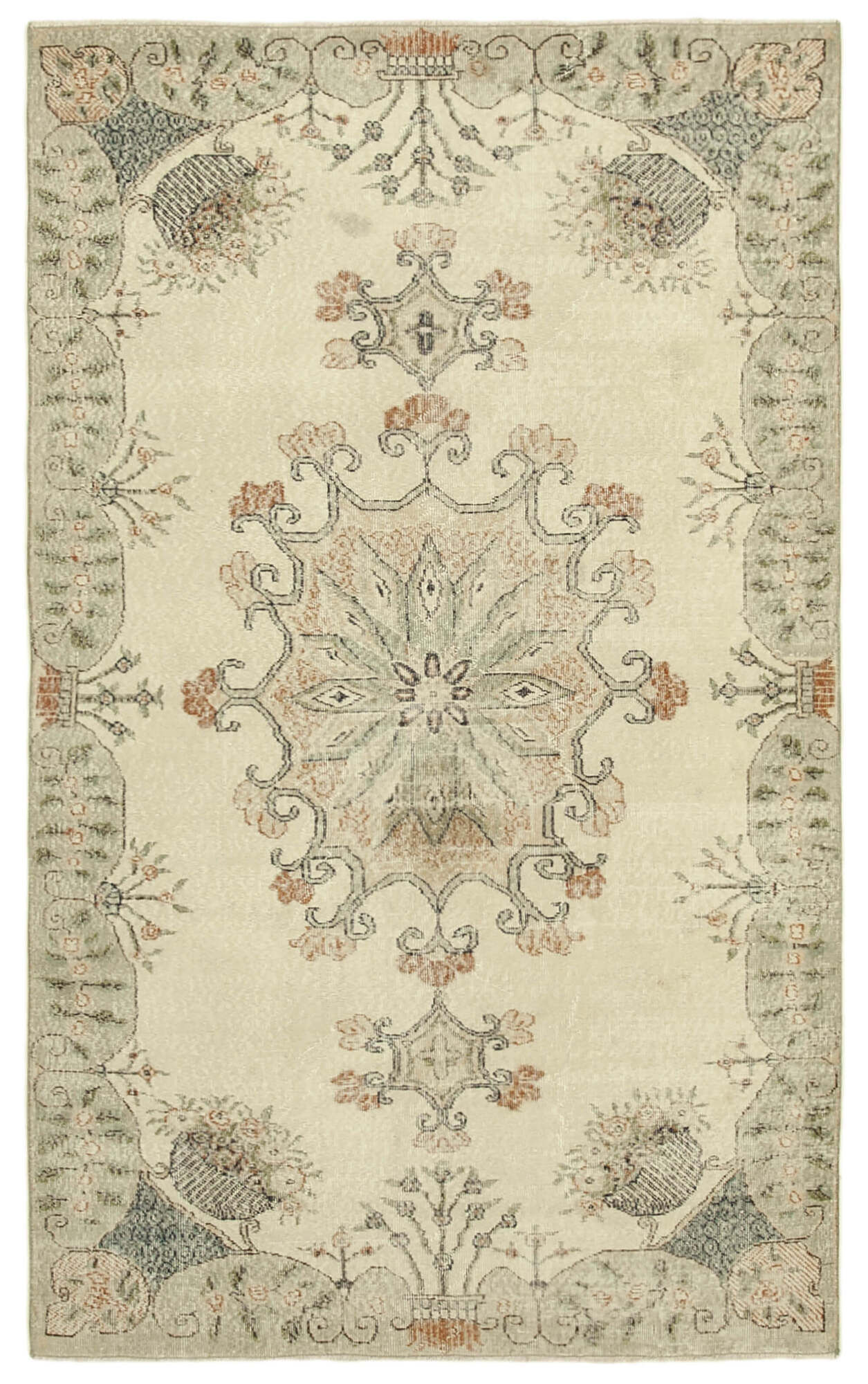 Hand-knotted turkish beige carpet 153 cm x 265 cm